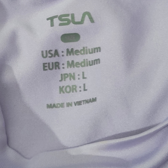 Tsla Ladies Short Sleeve Rash Guard Swim Top Mock Neck Color Lavender Side Flora - Picture 4 of 4